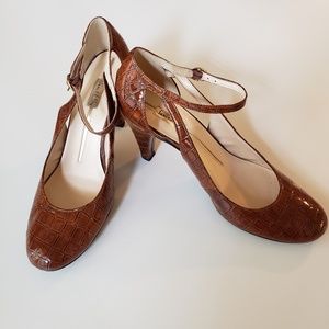 HP 🌞 Sam & Libby Brown Crocodile Ankle Strap Heel